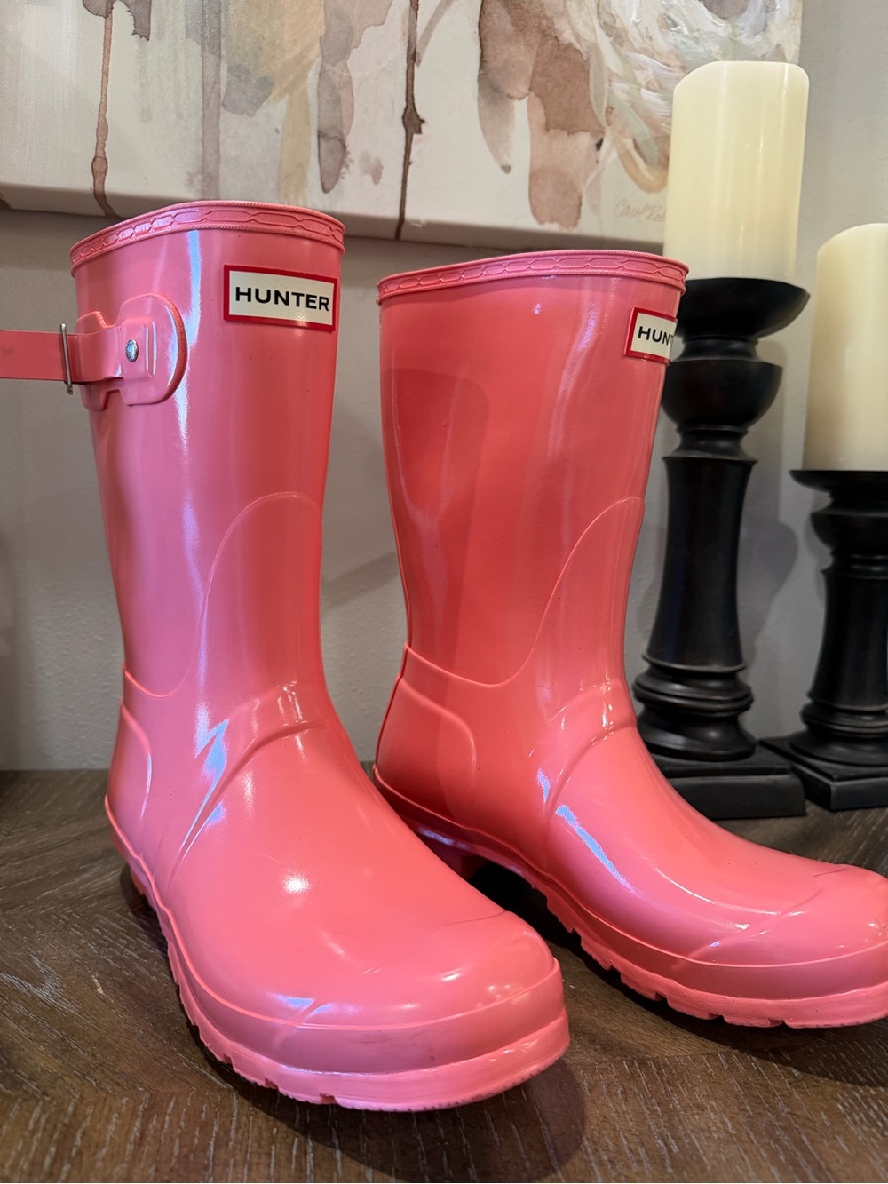 Hunter original short rain boots Pink Gloss Sz 8 - Picture 3 of 11